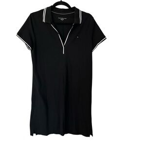 Tommy Hilfiger Regular Fit Stretch Cotton Polo Dress Black & White Sz M GUC